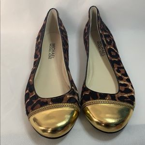 Michael Kors Leopard Half Calf with Gold Toe Flats